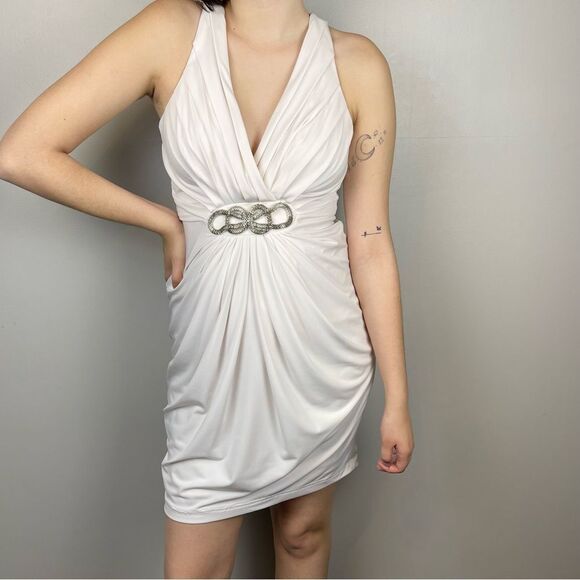 London Times Cocktail Halter Dress Soft White 8 - Picture 1 of 7